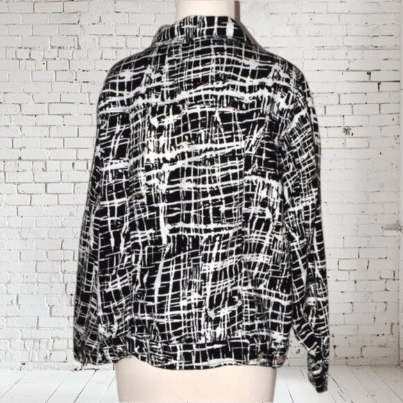 Saint Tropez West Plus Size Women's Linen Jacket Black & White - Picture 4 of 5